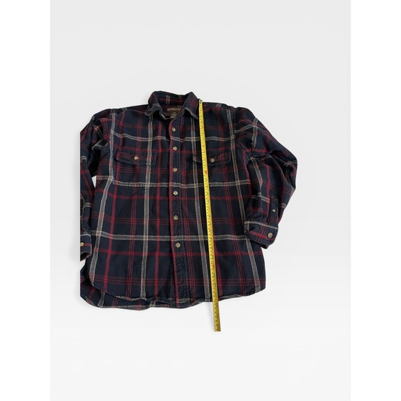 Moose Creek Mens Large Tall Flannel Shirt Navy Red Plaid Cotton Button Down - Picture 7 of 10